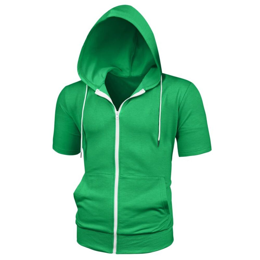 Saint Patrick's Day Hoodies Solid Color Zip Up Short Sleeve Jackets with Hood